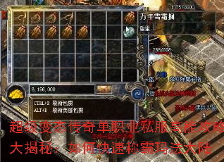 超级变态传奇单职业私服高能攻略大揭秘:如何快速称霸玛法大陆 超级变态传奇单职业私服高能攻略大揭秘:如何快速称霸玛法大陆