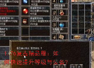 1.76复古精品服:如何快速提升等级与装备? 1.76复古精品服:如何快速提升等级与装备?